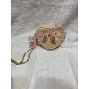 NWT Juicy Couture Kids Heart Rhinestone Chain Crossbody Bag Pink Sparkle